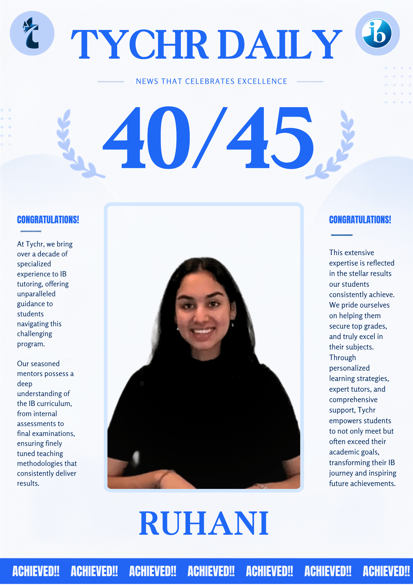 IB achiever report card