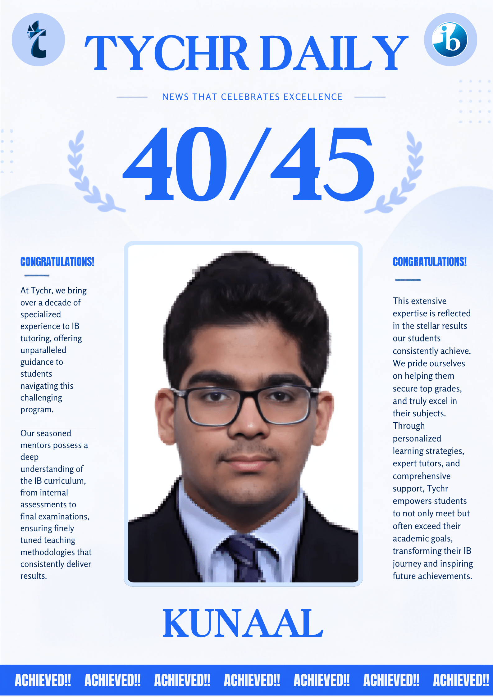 IB achiever report card
