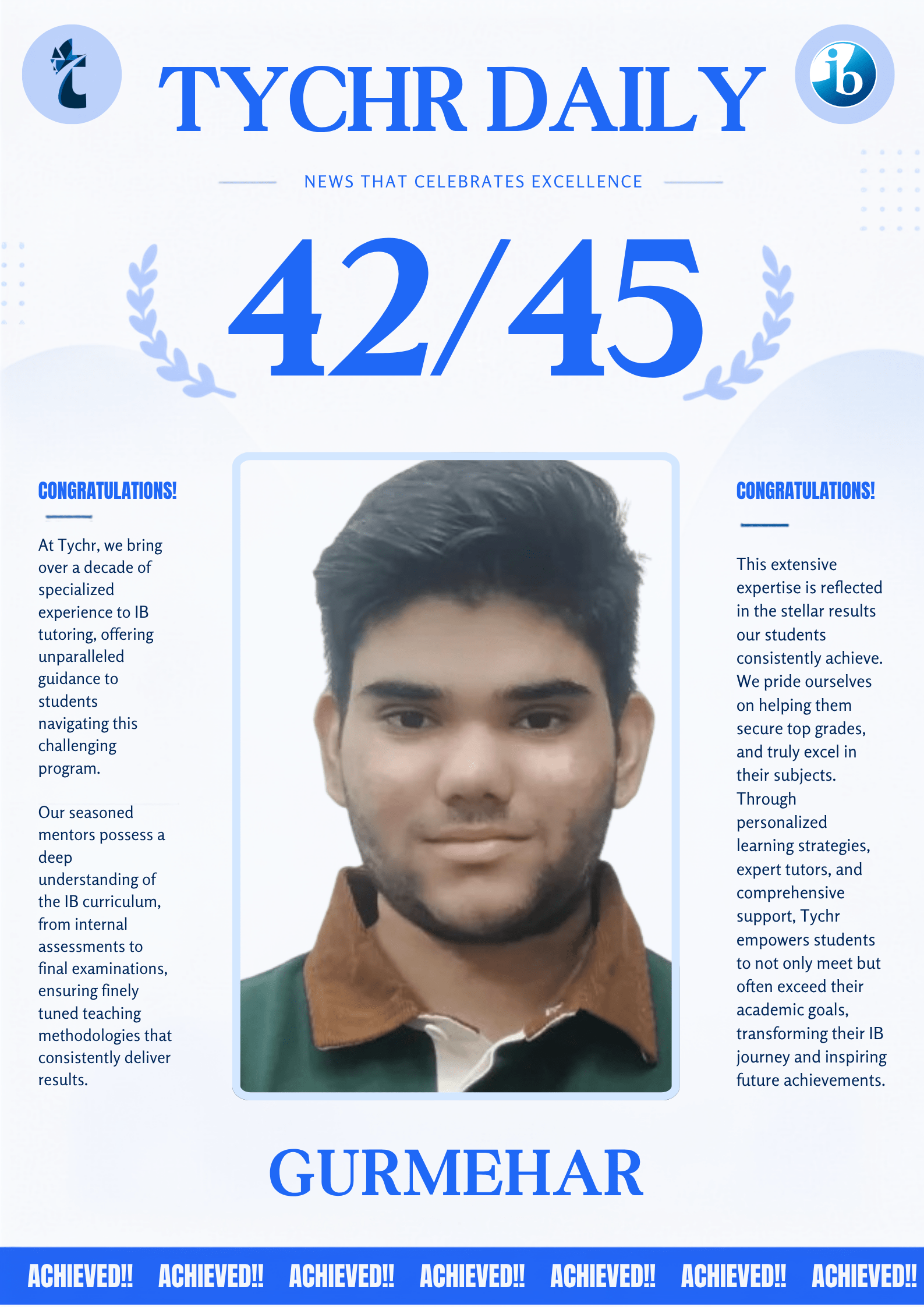 IB achiever report card