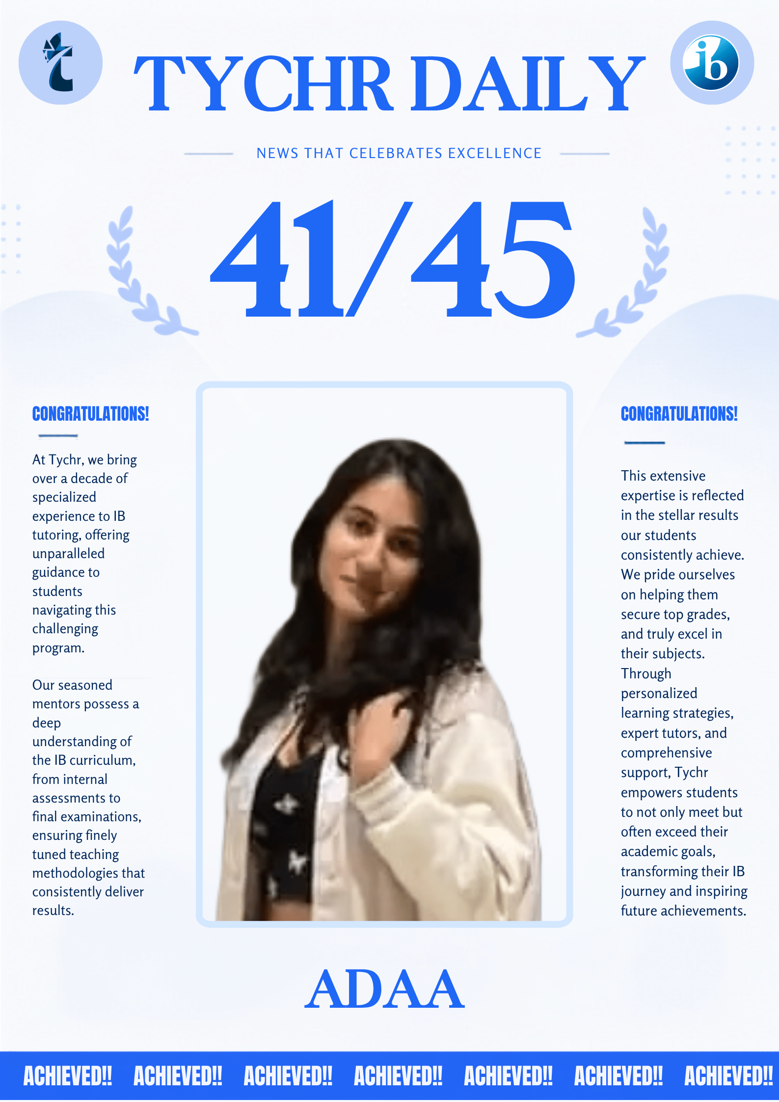 IB achiever report card