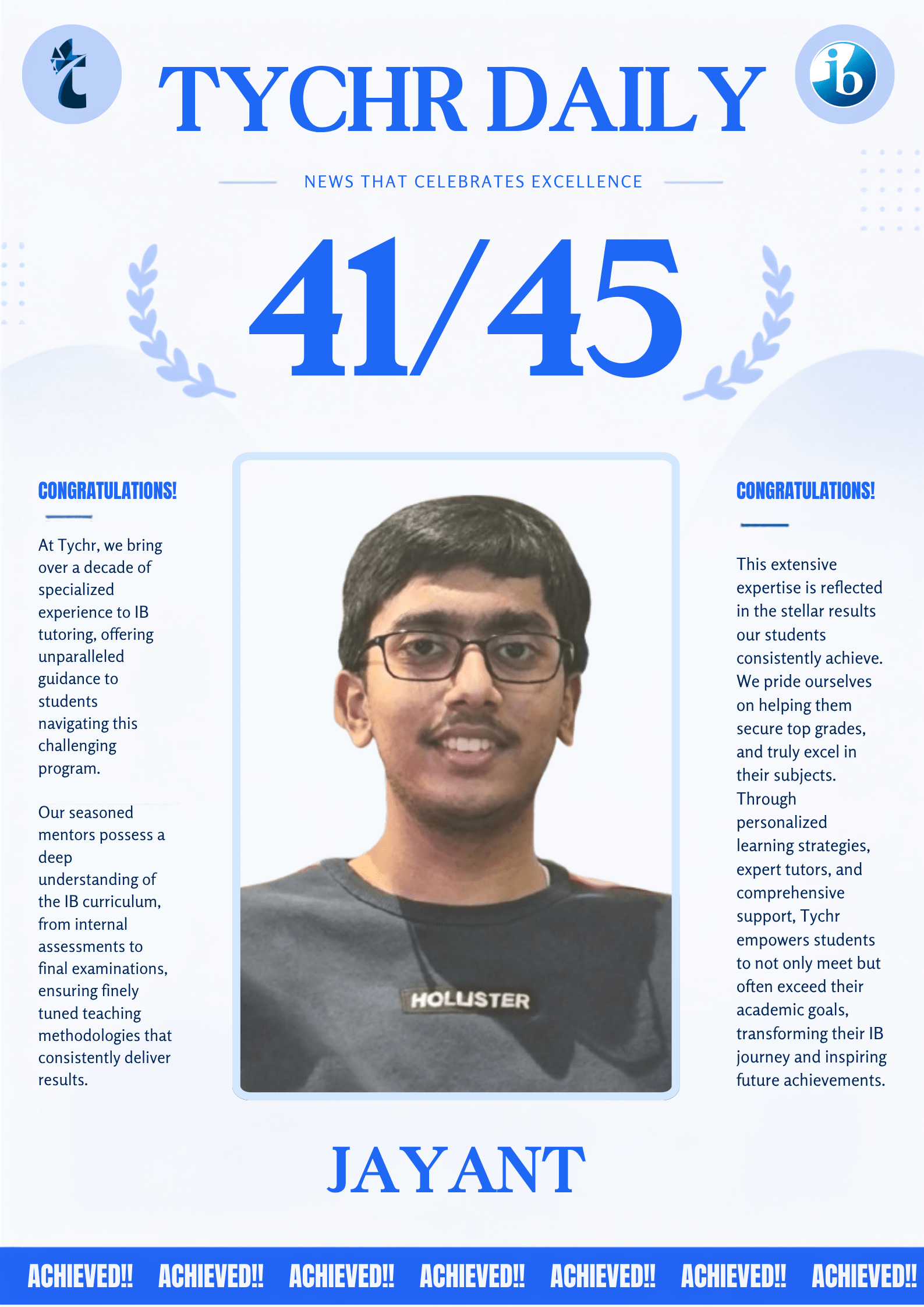 IB achiever report card