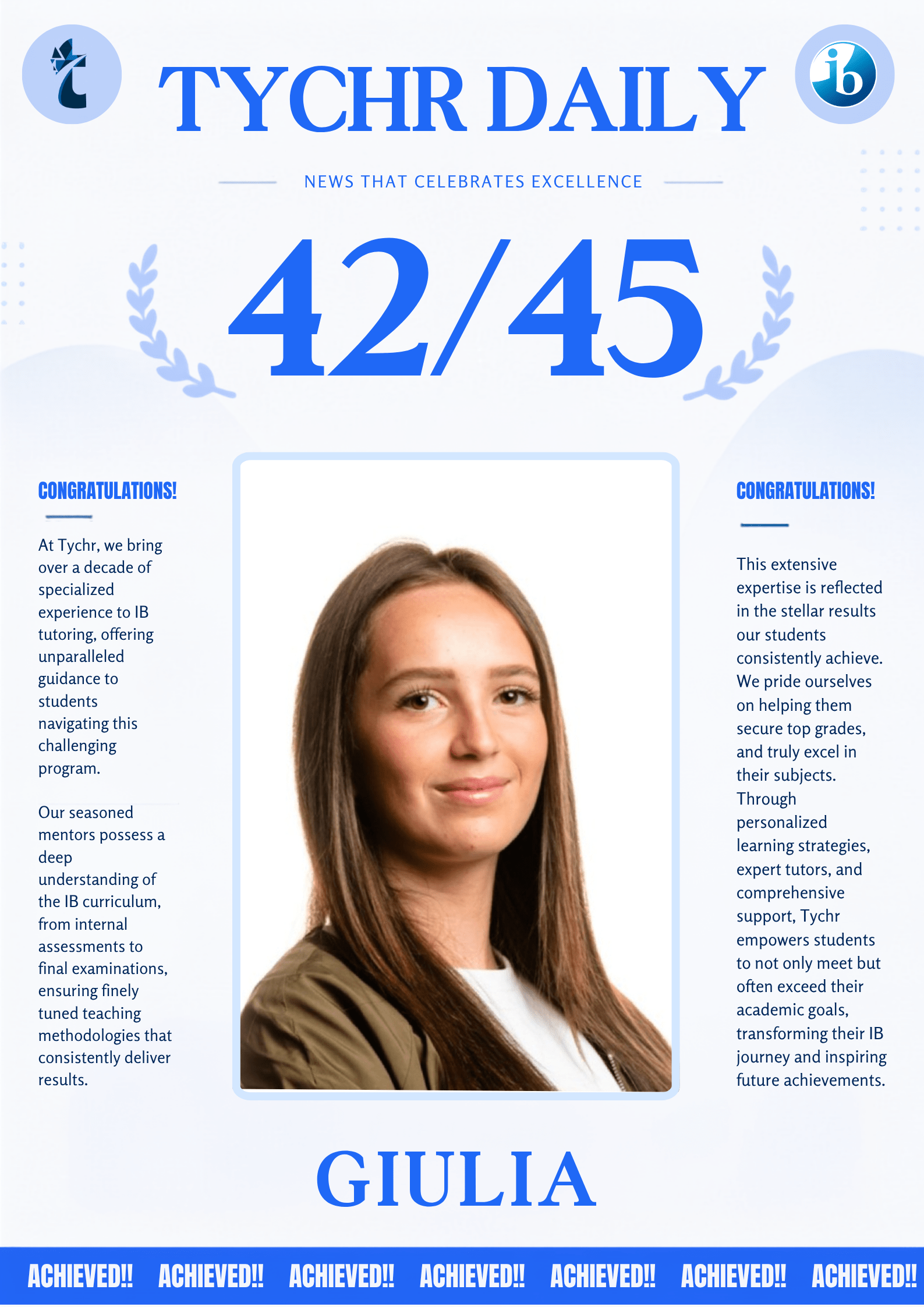 IB achiever report card