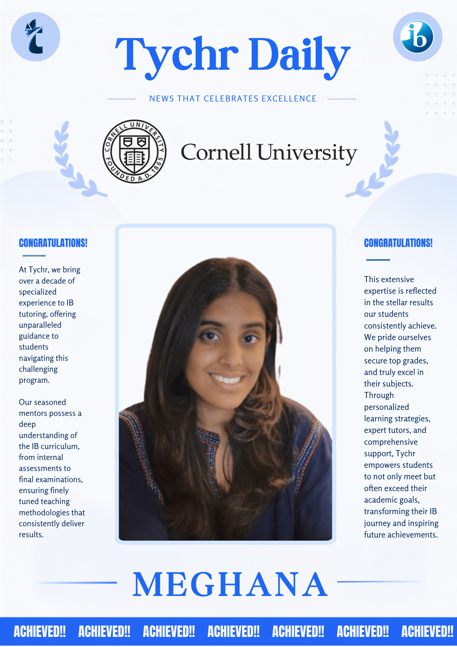 Student placed in a top university