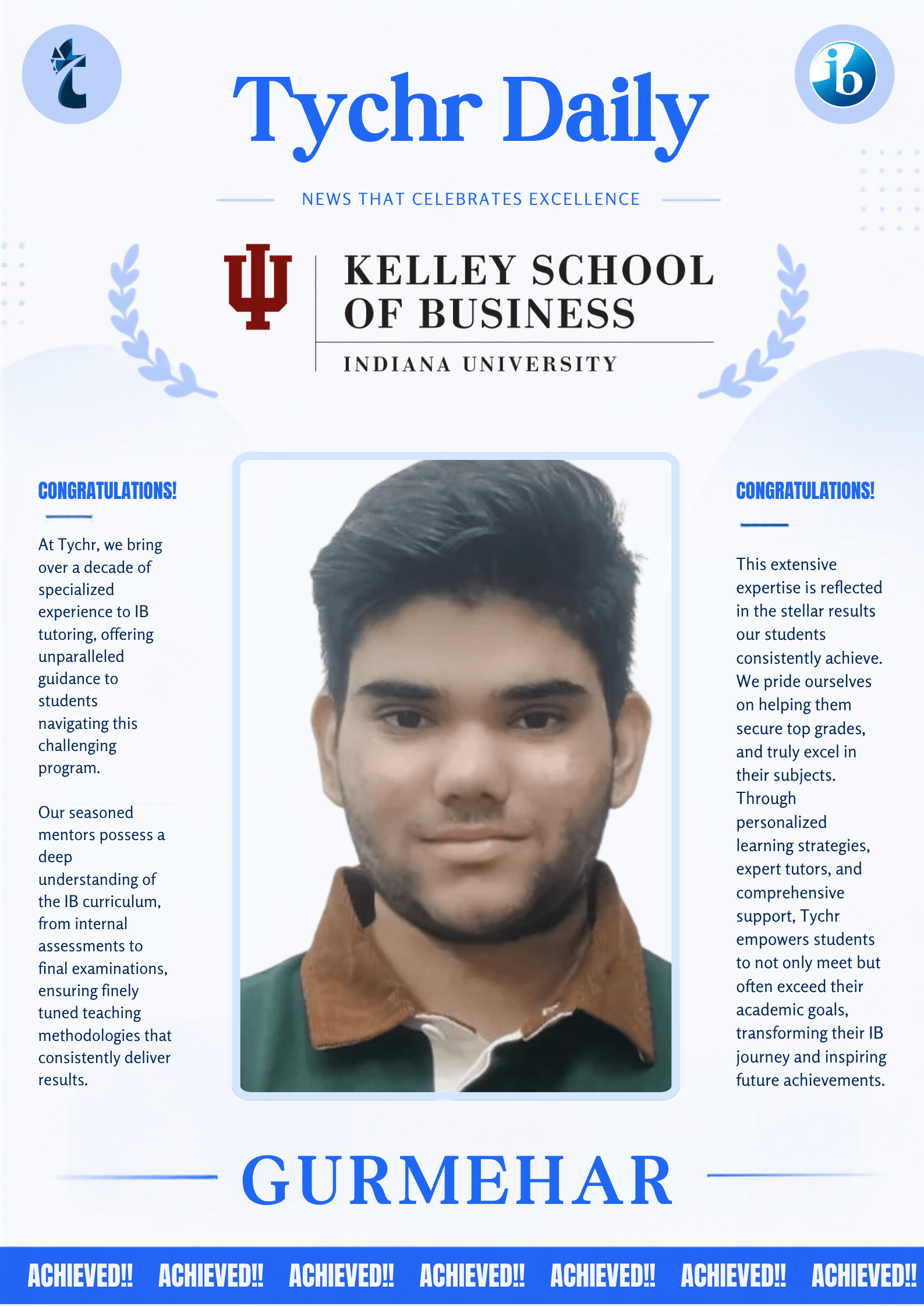 Student placed in a top university