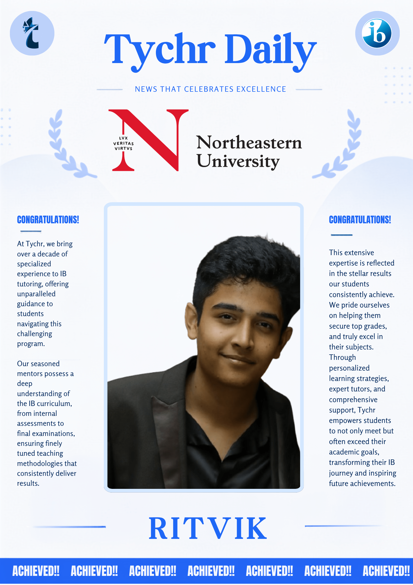 Student placed in a top university
