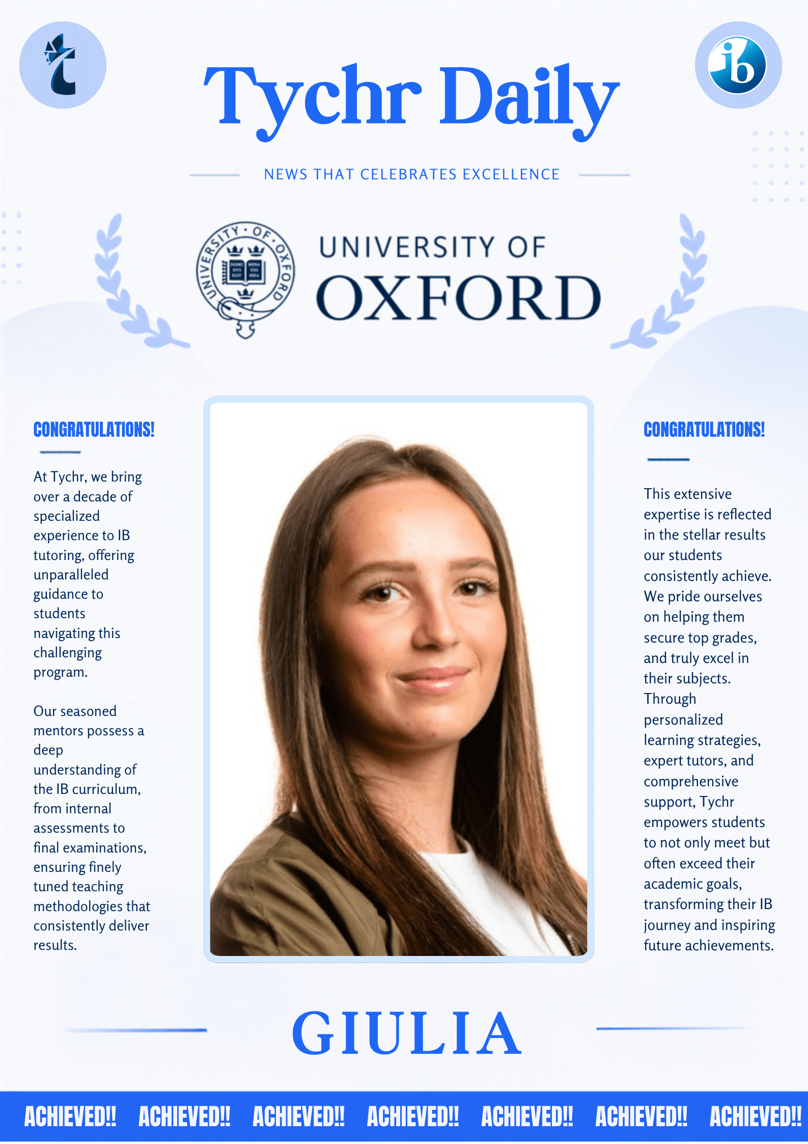 Student placed in a top university